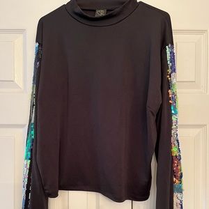 Mock Neck / Sequin Sleeves
